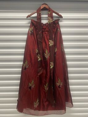 CHETTA B Evening taffetta skirt with floral embroidery size 12